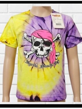NWT Exist Kids Myrtle Beach Tie Dye Pirate Skull Graphic Tee - Size S
